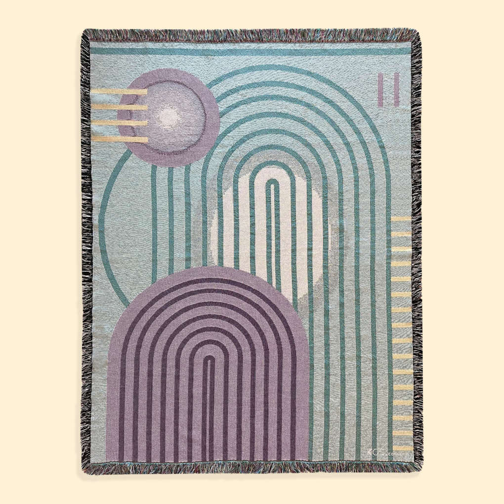 Modern Arch blanket by KOS.concept in violet and aquamarine colors